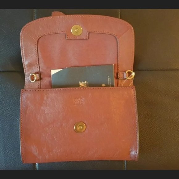 Vintage Frye Ring Crossbody Wallet Brown Cognac - Picture 4 of 7